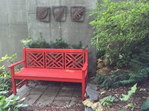 Teak Chippendale Bench Sifford -Customer Photo