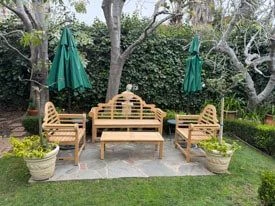 Teak Lutyens Bench Set - Bench, Chairs, Coffee Table