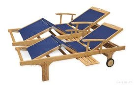 Teak Lounger Sling Navy Pair - T